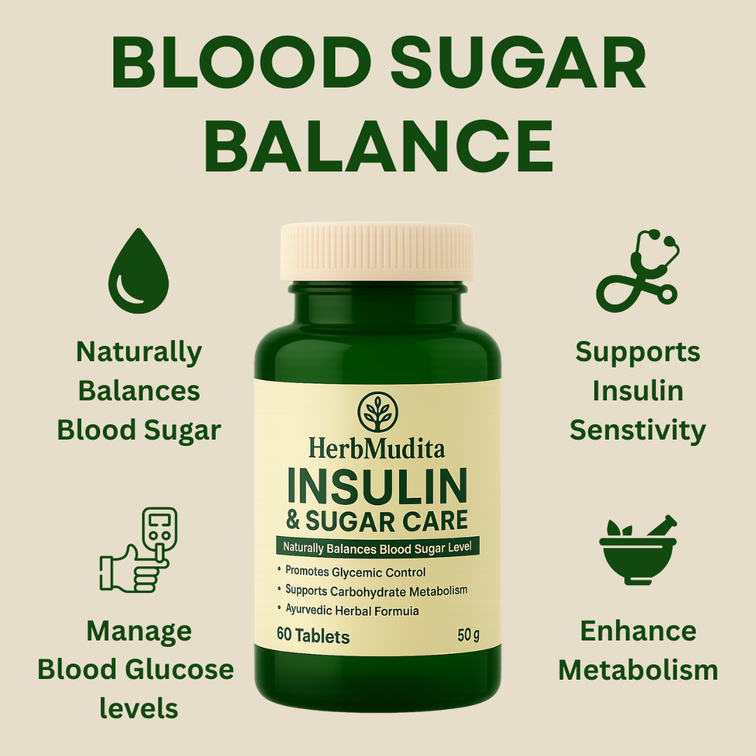HerbMudita Insulin & Sugar Care – Ayurvedic Blood Sugar Support Tablets (60 Tablets)